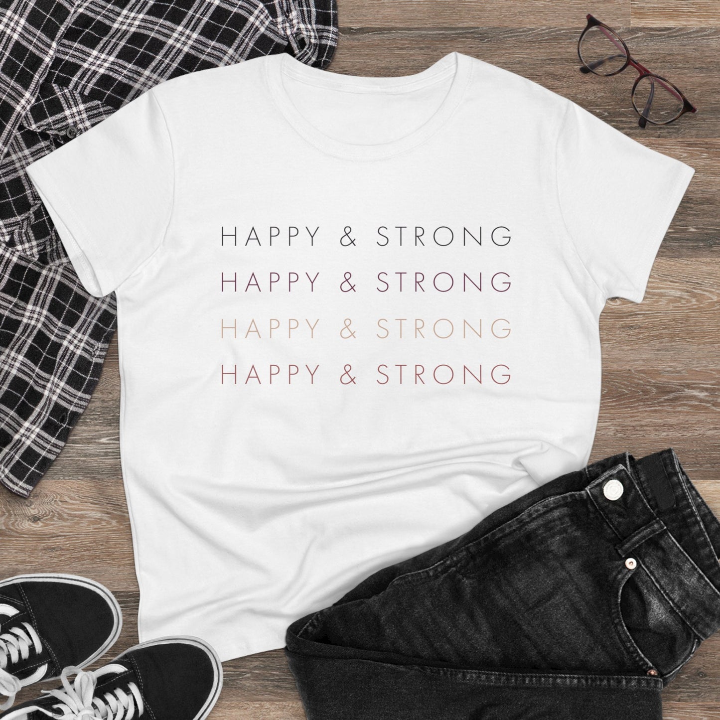 Happy & Strong on Repeat Women's Midweight Cotton Tee