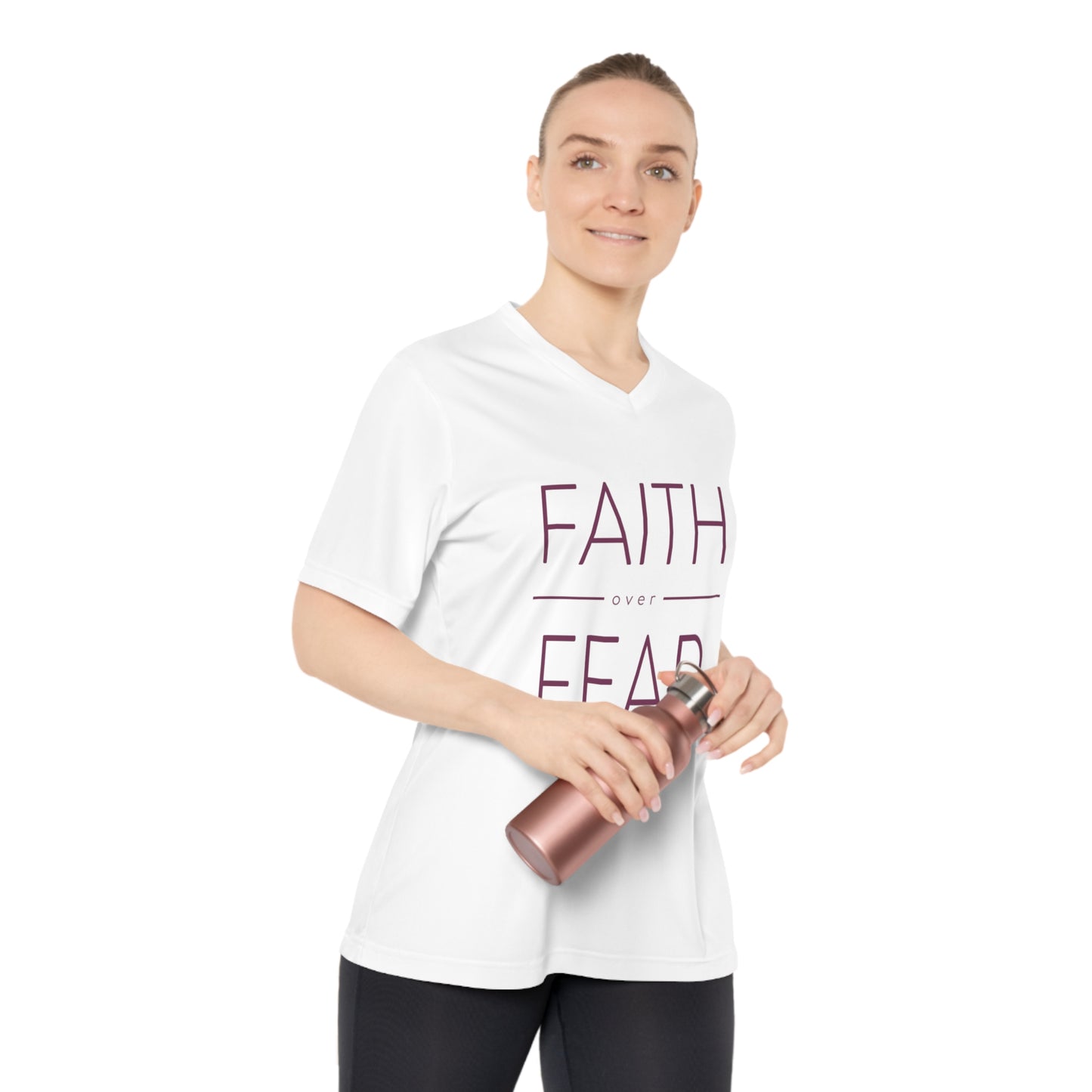 Faith Over Fear Women's Athletic V-Neck T-Shirt
