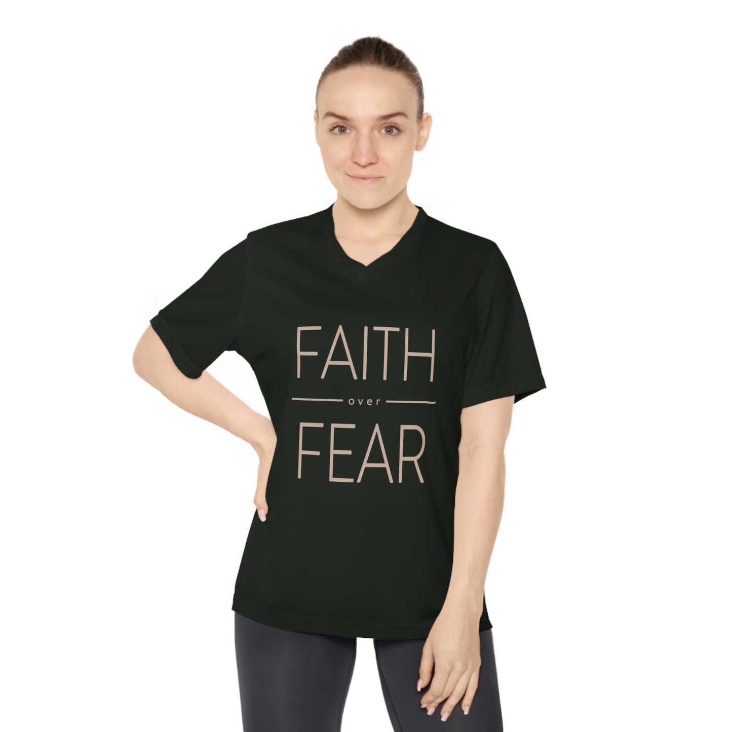 Faith Over Fear Women's Athletic V-Neck T-Shirt