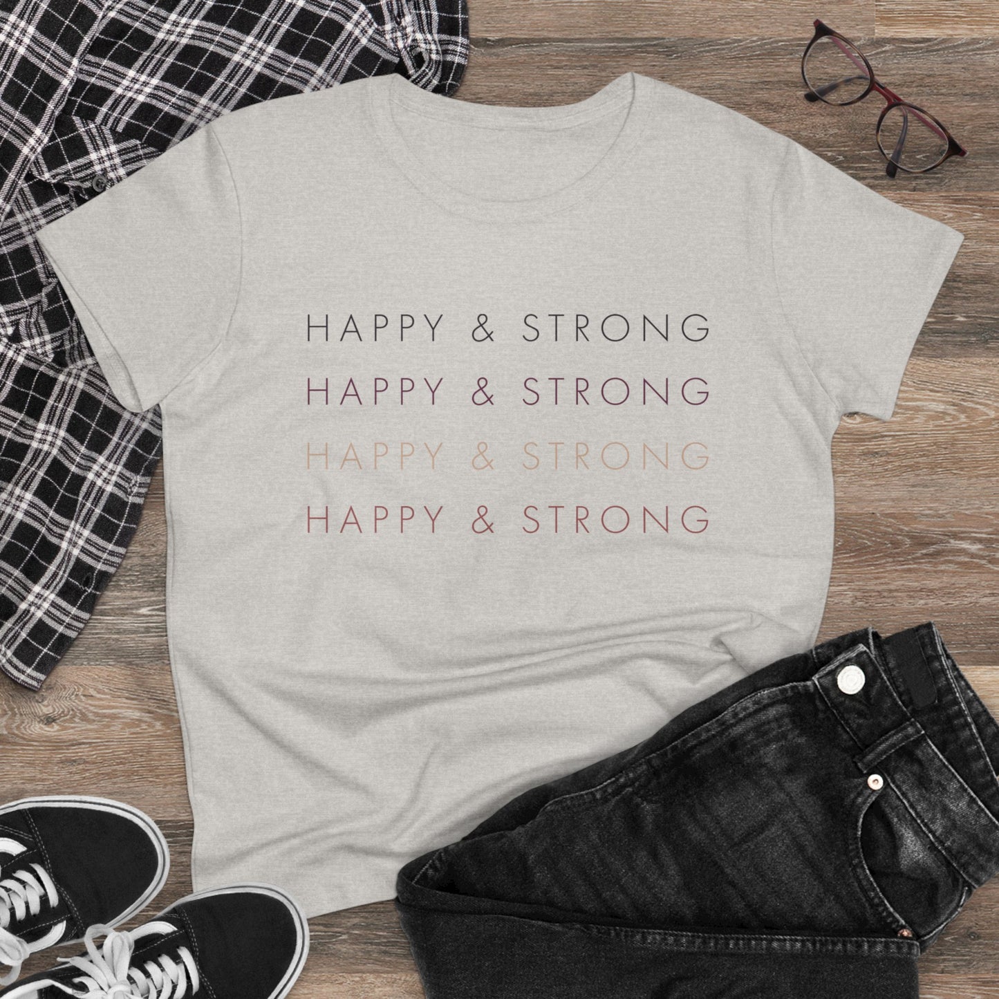 Happy & Strong on Repeat Women's Midweight Cotton Tee