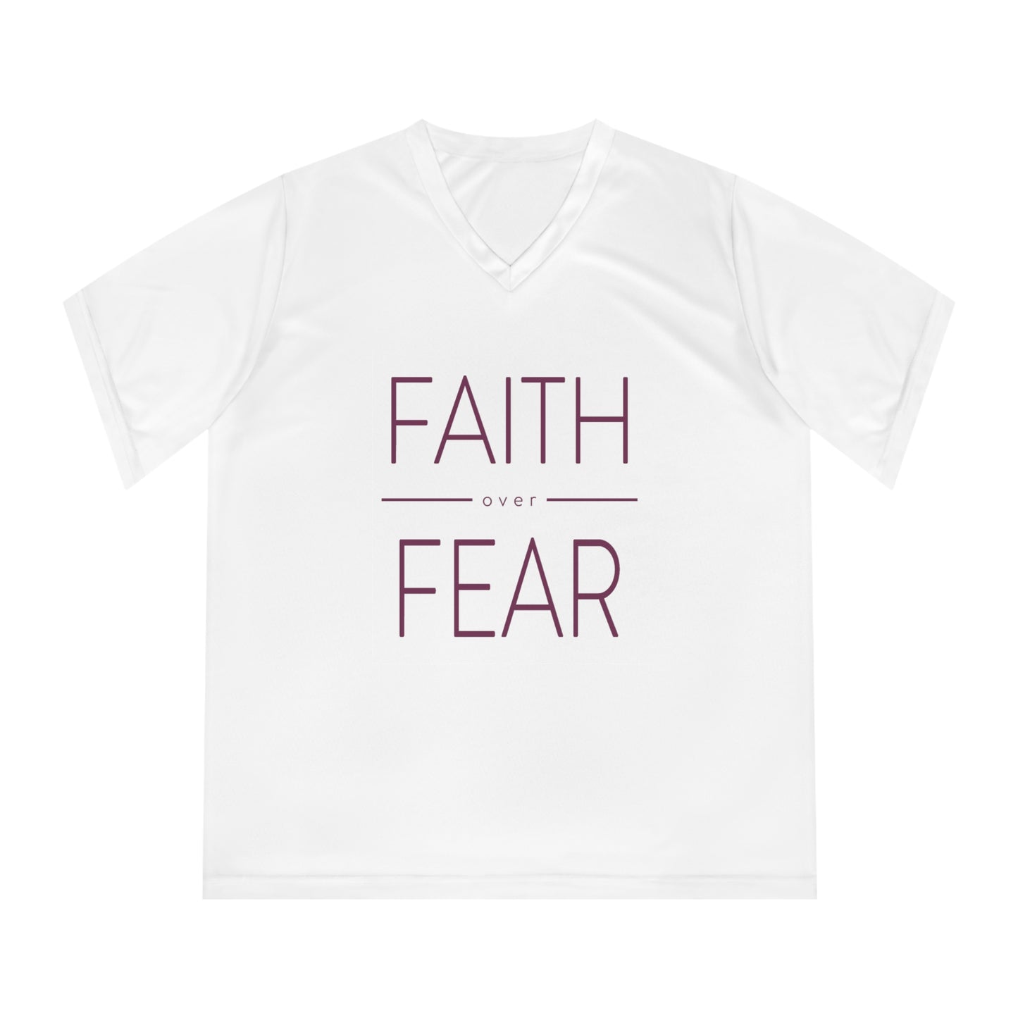 Faith Over Fear Women's Athletic V-Neck T-Shirt