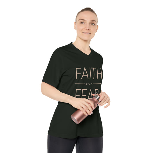 Faith Over Fear Women's Athletic V-Neck T-Shirt
