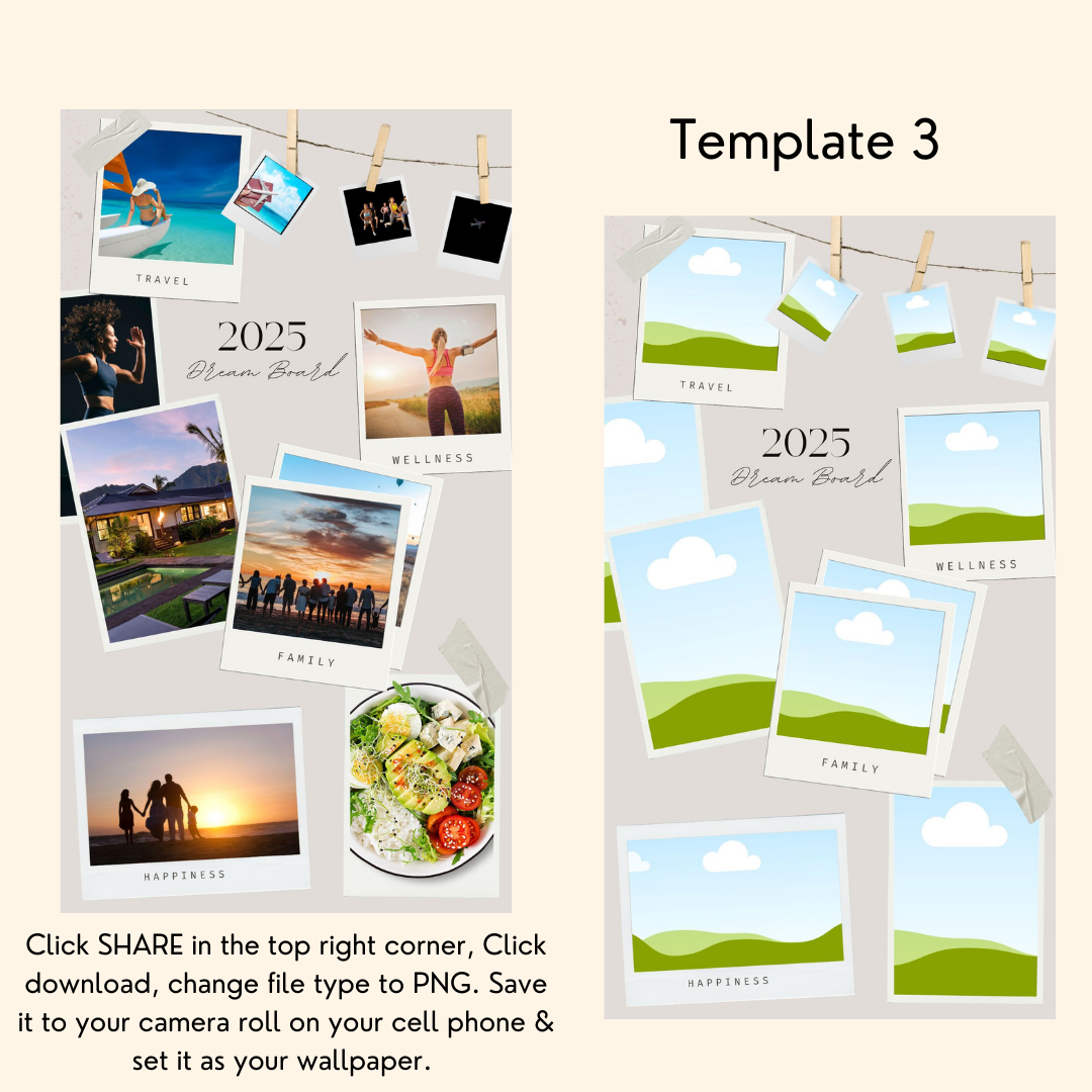 2025 Vision Board Wallpaper- Fully Customizable