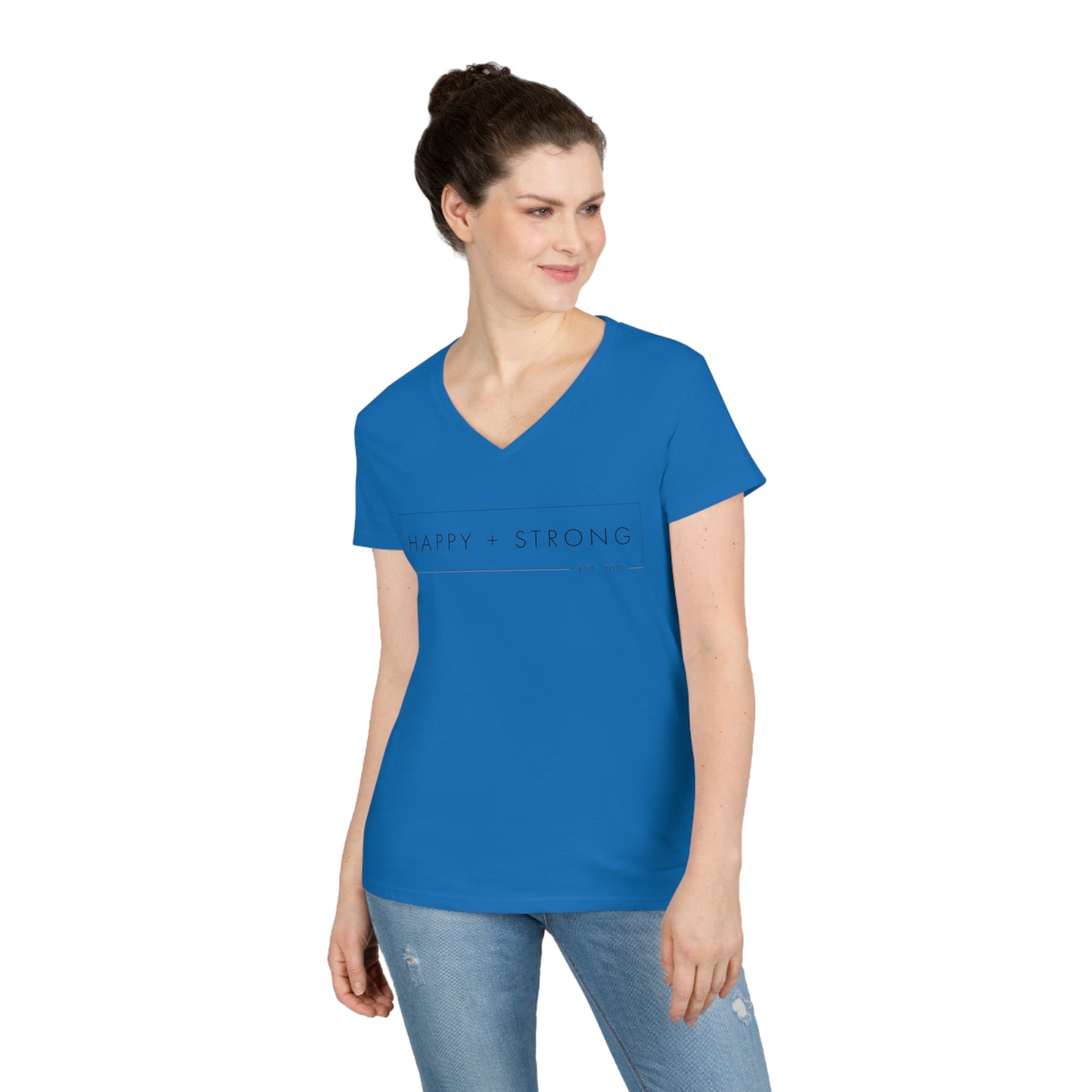 Happy + Strong Ladies' V-Neck T-Shirt